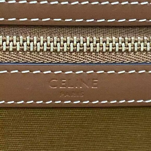 Auth CELINE Medium Cabas Tan (Dark Brown) Brown) Triomphe Canvas 1421-111324 - Picture 13 of 14